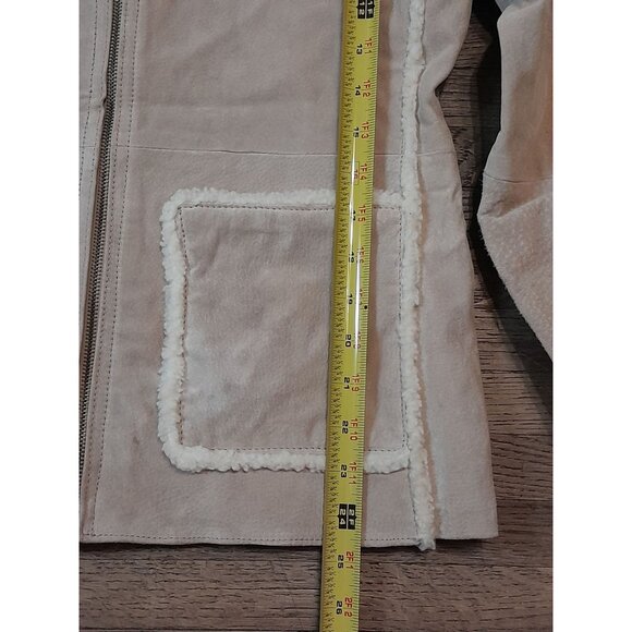 Vtg Womens Boho Western Suede Sherpa Clean Girl Quiet Luxury Sz Small Zip Jacket - Picture 13 of 16